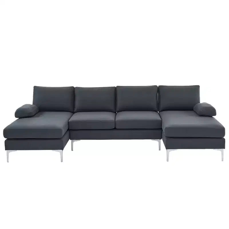 Karl Home |110 in. W Pillow Top Arm 3-Piece U-shaped Polyester Sectionals in Off-White
