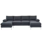 Karl Home |110 in. W Pillow Top Arm 3-Piece U-shaped Polyester Sectionals in Off-White