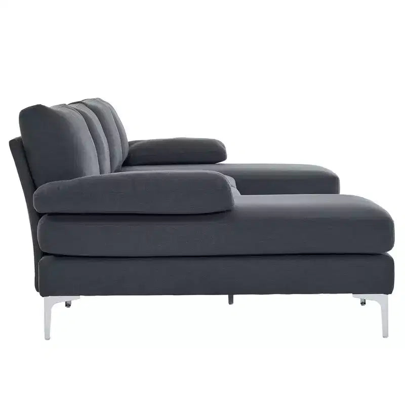 Karl Home |110 in. W Pillow Top Arm 3-Piece U-shaped Polyester Sectionals in Off-White