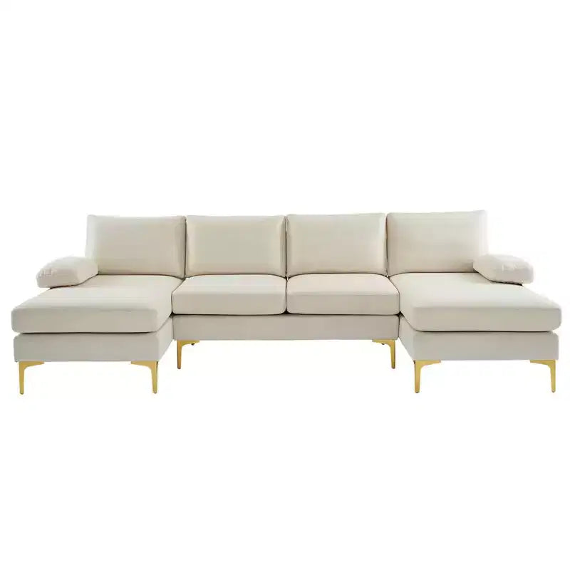 Karl Home |110 in. W Pillow Top Arm 3-Piece U-shaped Polyester Sectionals in Off-White