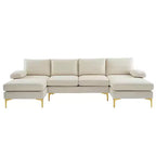 Karl Home |110 in. W Pillow Top Arm 3-Piece U-shaped Polyester Sectionals in Off-White