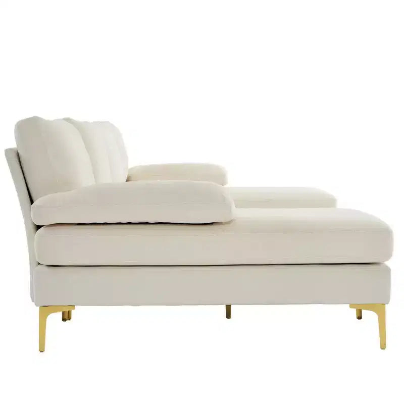 Karl Home |110 in. W Pillow Top Arm 3-Piece U-shaped Polyester Sectionals in Off-White