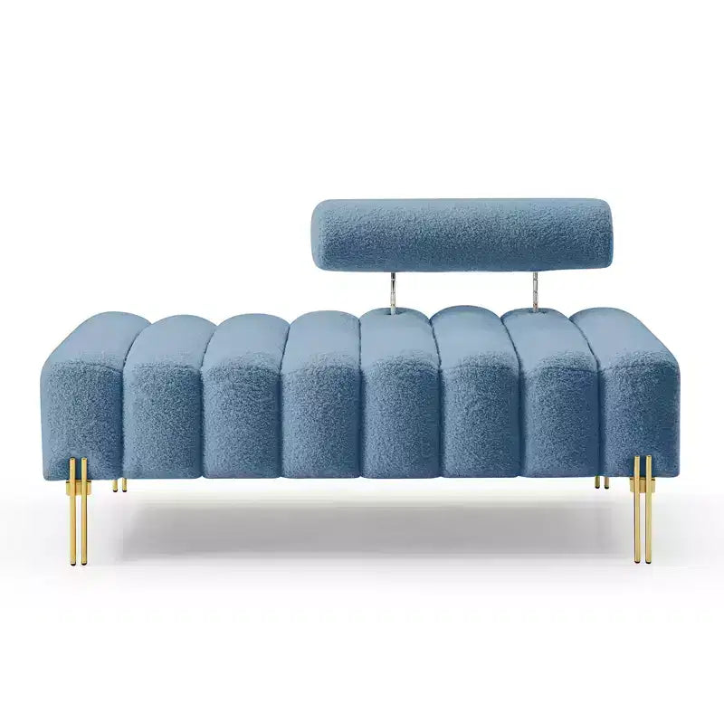 Banc rembourré bleu clair de 53,2 pouces, canapé moderne à 2 places pour chambre à coucher, entrée ou couloir, banc de bout de lit avec assise confortable