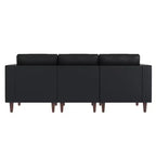 Flash Furniture HERCULES Artemis Upholstered Reception Sofa with 4 AC Outlets/2 USB/2 USB-C Ports and Wood Walnut Legs with Adjustable Floor Glides