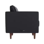 Flash Furniture HERCULES Artemis Upholstered Reception Sofa with 4 AC Outlets/2 USB/2 USB-C Ports and Wood Walnut Legs with Adjustable Floor Glides