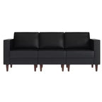 Flash Furniture HERCULES Artemis Upholstered Reception Sofa with 4 AC Outlets/2 USB/2 USB-C Ports and Wood Walnut Legs with Adjustable Floor Glides