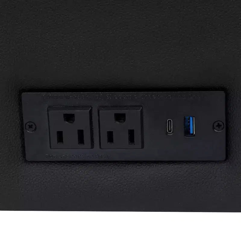Flash Furniture HERCULES Artemis Upholstered Reception Sofa with 4 AC Outlets/2 USB/2 USB-C Ports and Wood Walnut Legs with Adjustable Floor Glides