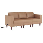 Flash Furniture HERCULES Artemis Upholstered Reception Sofa with 4 AC Outlets/2 USB/2 USB-C Ports and Wood Walnut Legs with Adjustable Floor Glides