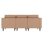 Flash Furniture HERCULES Artemis Upholstered Reception Sofa with 4 AC Outlets/2 USB/2 USB-C Ports and Wood Walnut Legs with Adjustable Floor Glides