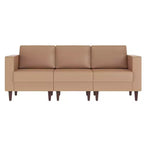 Flash Furniture HERCULES Artemis Upholstered Reception Sofa with 4 AC Outlets/2 USB/2 USB-C Ports and Wood Walnut Legs with Adjustable Floor Glides