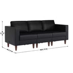 Flash Furniture HERCULES Artemis Upholstered Reception Sofa with 4 AC Outlets/2 USB/2 USB-C Ports and Wood Walnut Legs with Adjustable Floor Glides