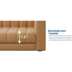 COZONY 78 Faux Leather Sofa Couch with Deep Seats, 3-Seater Modern Sofa with Pillows & Wood Legs for Living Room