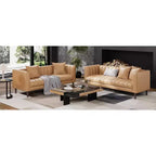 COZONY 78 Faux Leather Sofa Couch with Deep Seats, 3-Seater Modern Sofa with Pillows & Wood Legs for Living Room