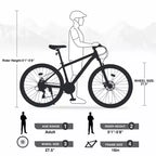 NAYSAYE Bicycle Mountain Bike 27.5 Inch Wheels 21 Speed Front Suspension for Men Women Boys and Girls, Gray, 68.8*26.37*39.37