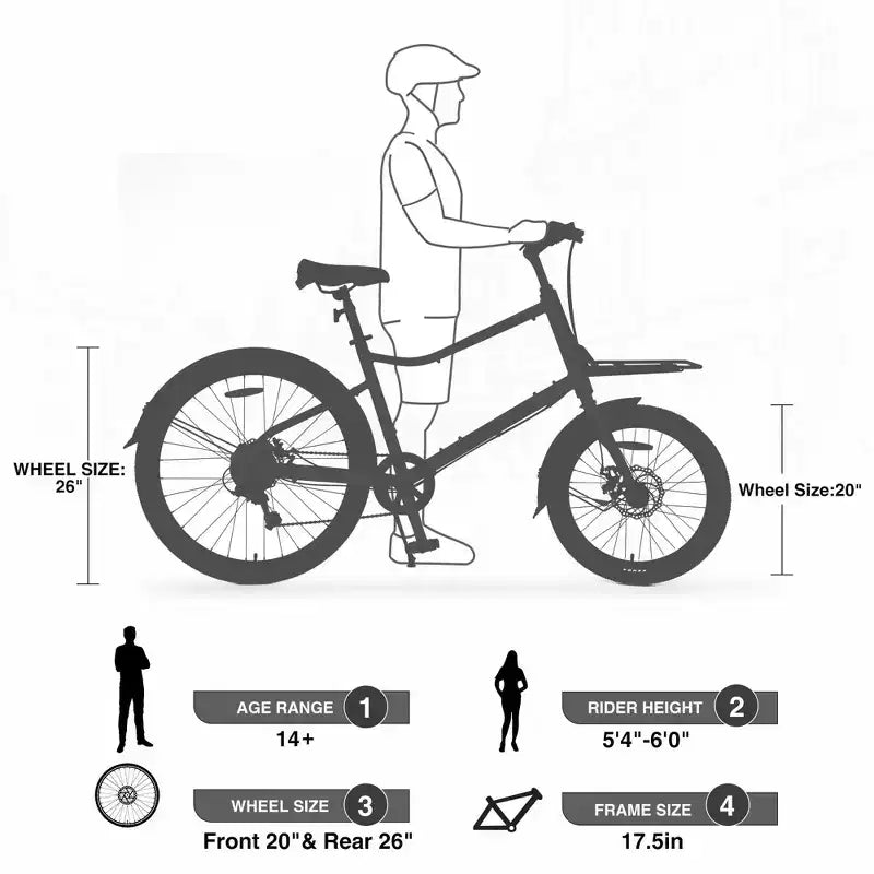 NAYSAYE Bicycle Cargo Bike 7 Speed Alloy Frame Adult Bike for Daily Commute, Silver, 65*27.56*42.13