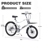 NAYSAYE Bicycle Cargo Bike 7 Speed Alloy Frame Adult Bike for Daily Commute, Silver, 65*27.56*42.13
