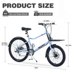 NAYSAYE Vélo Cargo 7 Vitesses Cadre Alliage Vélo Adulte pour Trajets Quotidiens, Bleu, 65*27.56*42.13
