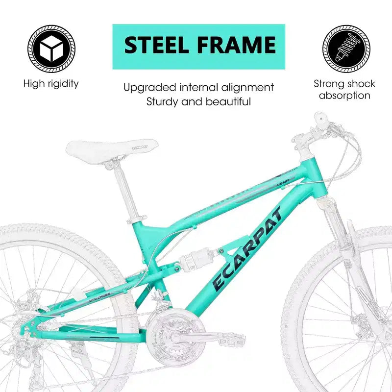 NAYSAYE 26 Inch Mountain Bike Steel Frame 21 Speed Suspension Fork Adult Bike for Outdoor Riding, Blue, 68.00*27.00*38.00
