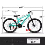 NAYSAYE 26 Inch Mountain Bike Steel Frame 21 Speed Suspension Fork Adult Bike for Outdoor Riding, Blue, 68.00*27.00*38.00
