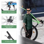 NAYSAYE 26 Inch Mountain Bike 3X8/24 Speeds MTB with Steel Frame Front Suspension Frok for Adult Men Women Student, Green, 65.75*24.41*37