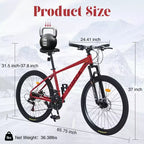 NAYSAYE Vélo VTT 24 Vitesses Cadre en Acier avec Fourche Suspendue pour Adultes, Rouge, 65.75*24.41*37