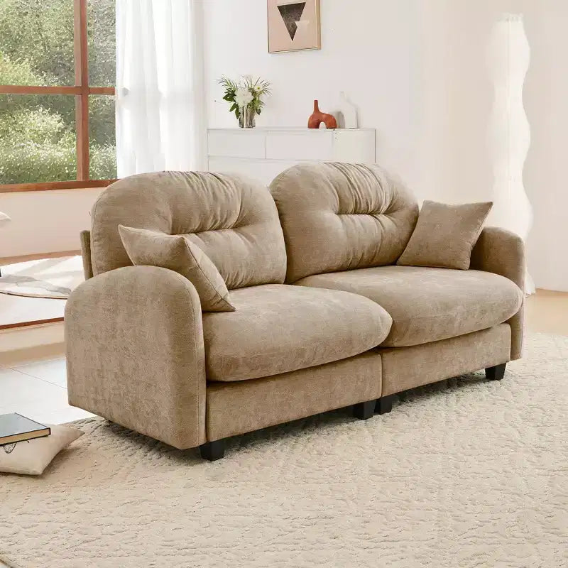 Cloud Touch Chenille Loveseat  Tufted Back, Ergonomic High-Density Foam, Solid Wood Base, Apartment-Size 2-Seater