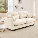 Cloud Touch Chenille Loveseat  Tufted Back, Ergonomic High-Density Foam, Solid Wood Base, Apartment-Size 2-Seater