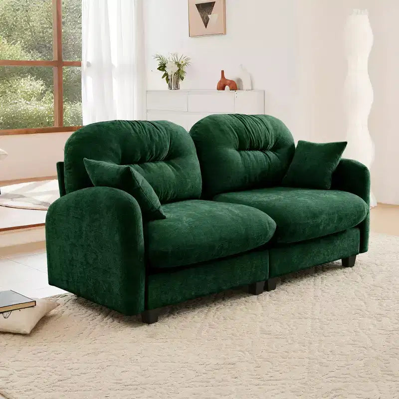 Cloud Touch Chenille Loveseat  Tufted Back, Ergonomic High-Density Foam, Solid Wood Base, Apartment-Size 2-Seater