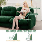 Cloud Touch Chenille Loveseat  Tufted Back, Ergonomic High-Density Foam, Solid Wood Base, Apartment-Size 2-Seater
