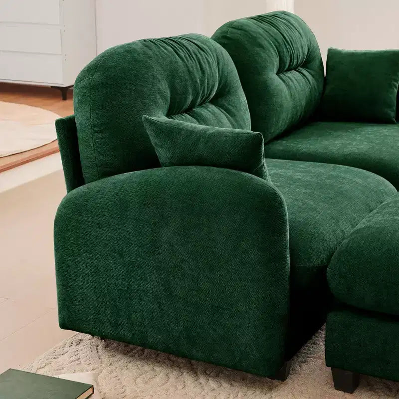 Cloud Touch Chenille Loveseat  Tufted Back, Ergonomic High-Density Foam, Solid Wood Base, Apartment-Size 2-Seater
