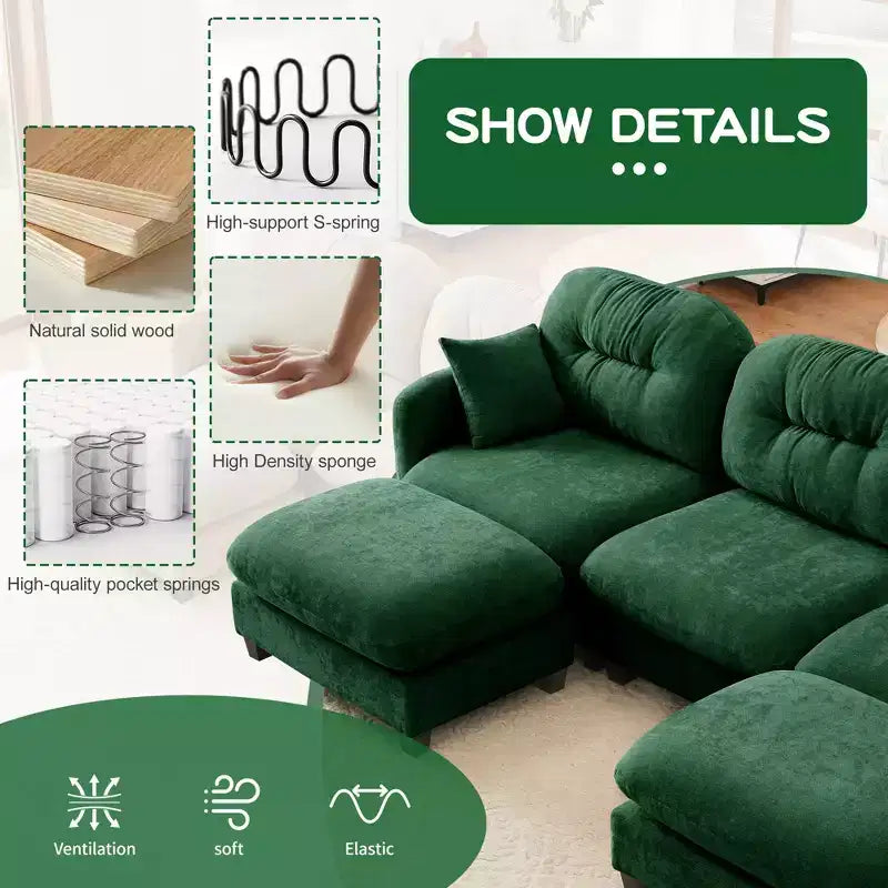 Cloud Touch Chenille Loveseat  Tufted Back, Ergonomic High-Density Foam, Solid Wood Base, Apartment-Size 2-Seater