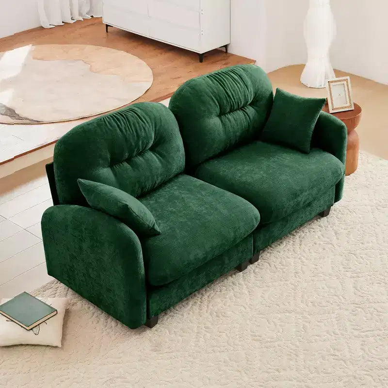 Cloud Touch Chenille Loveseat  Tufted Back, Ergonomic High-Density Foam, Solid Wood Base, Apartment-Size 2-Seater
