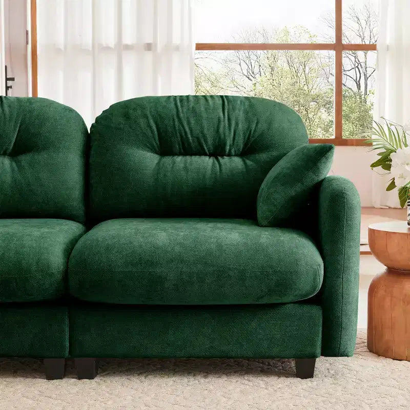 Cloud Touch Chenille Loveseat  Tufted Back, Ergonomic High-Density Foam, Solid Wood Base, Apartment-Size 2-Seater