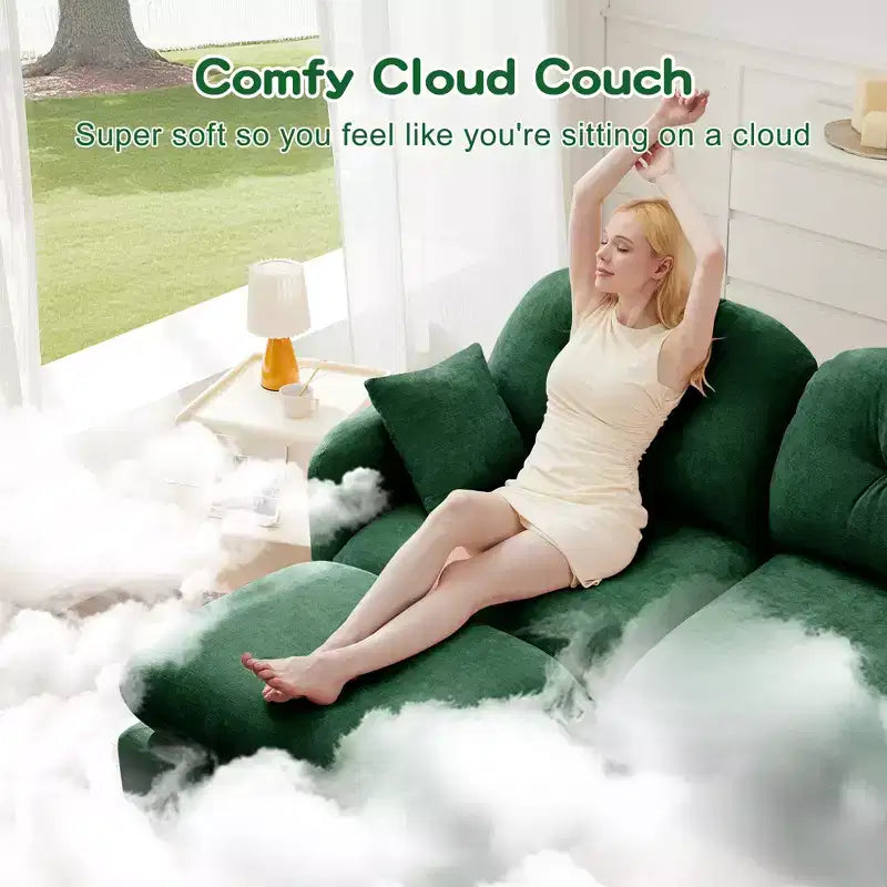 Cloud Touch Chenille Loveseat  Tufted Back, Ergonomic High-Density Foam, Solid Wood Base, Apartment-Size 2-Seater
