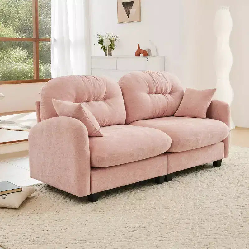 Cloud Touch Chenille Loveseat  Tufted Back, Ergonomic High-Density Foam, Solid Wood Base, Apartment-Size 2-Seater