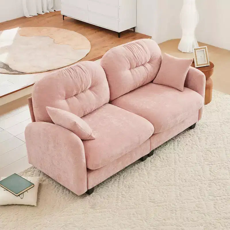 Cloud Touch Chenille Loveseat  Tufted Back, Ergonomic High-Density Foam, Solid Wood Base, Apartment-Size 2-Seater