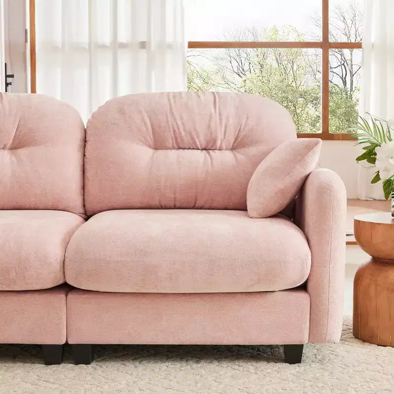 Cloud Touch Chenille Loveseat  Tufted Back, Ergonomic High-Density Foam, Solid Wood Base, Apartment-Size 2-Seater