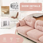 Cloud Touch Chenille Loveseat  Tufted Back, Ergonomic High-Density Foam, Solid Wood Base, Apartment-Size 2-Seater