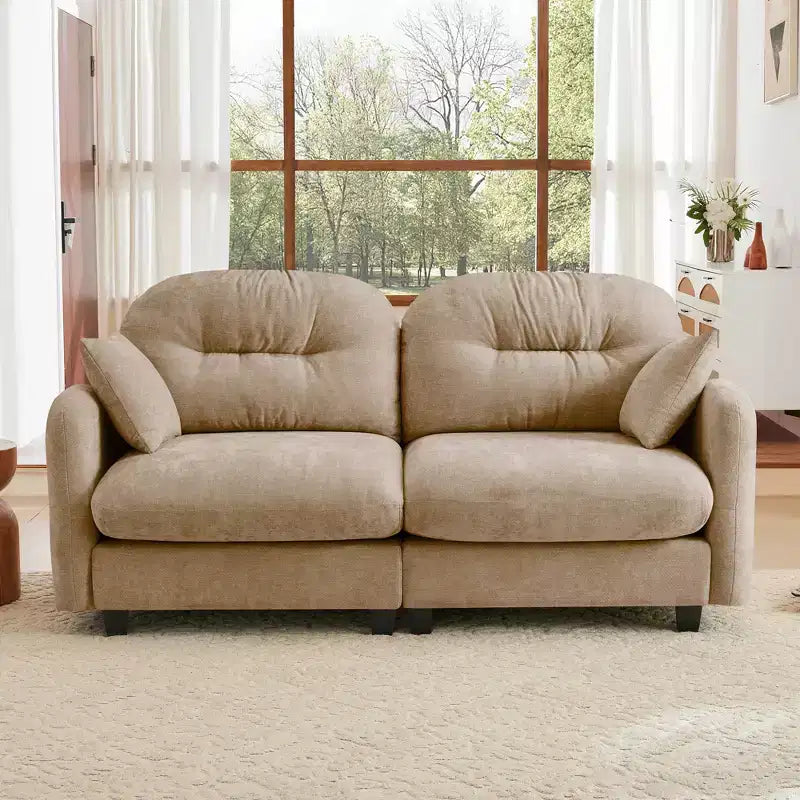 Cloud Touch Chenille Loveseat  Tufted Back, Ergonomic High-Density Foam, Solid Wood Base, Apartment-Size 2-Seater