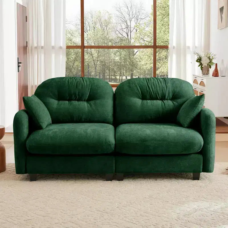 Cloud Touch Chenille Loveseat  Tufted Back, Ergonomic High-Density Foam, Solid Wood Base, Apartment-Size 2-Seater