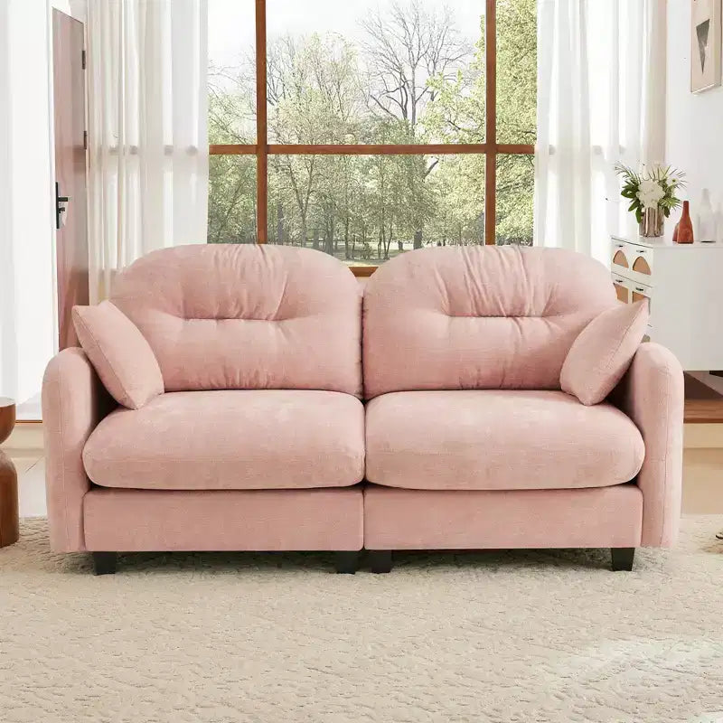 Cloud Touch Chenille Loveseat  Tufted Back, Ergonomic High-Density Foam, Solid Wood Base, Apartment-Size 2-Seater