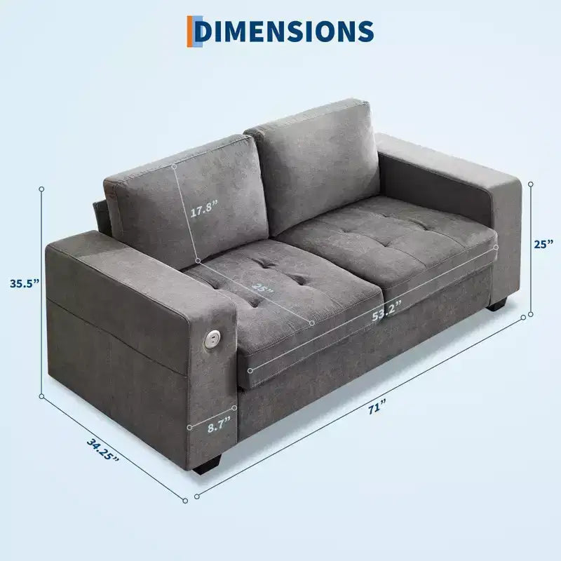 71 Oversized Cloud Couch, 93 Pounds Mid Century Chenille Sofa, No Assembly Required & Deep Seat
