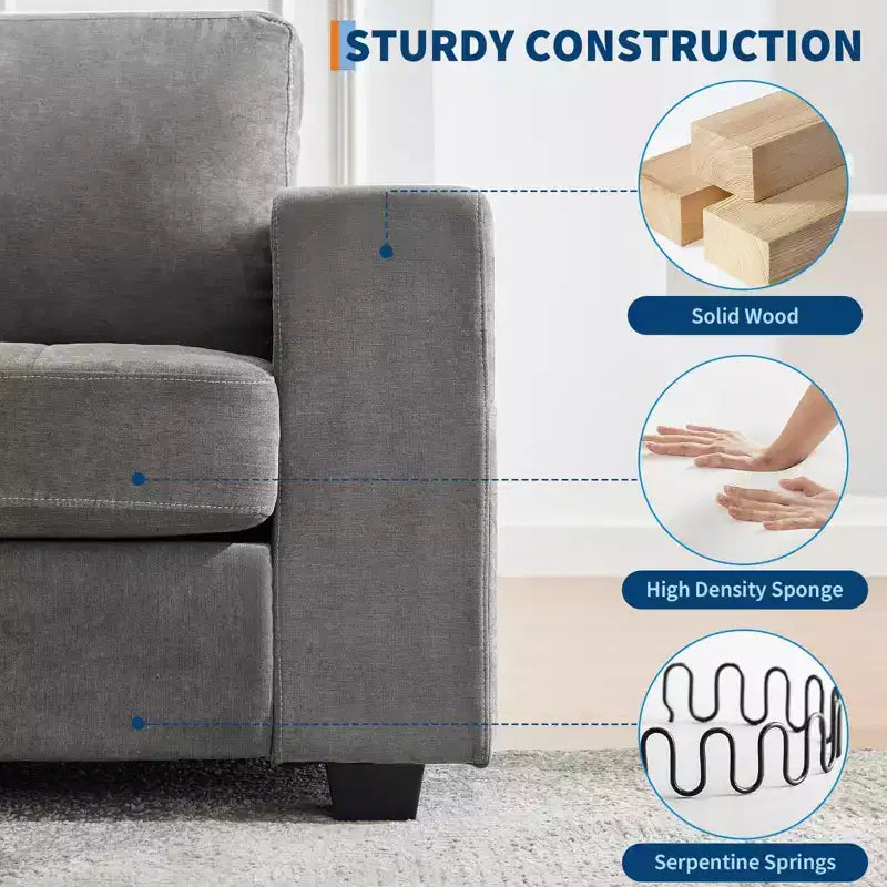 71 Oversized Cloud Couch, 93 Pounds Mid Century Chenille Sofa, No Assembly Required & Deep Seat