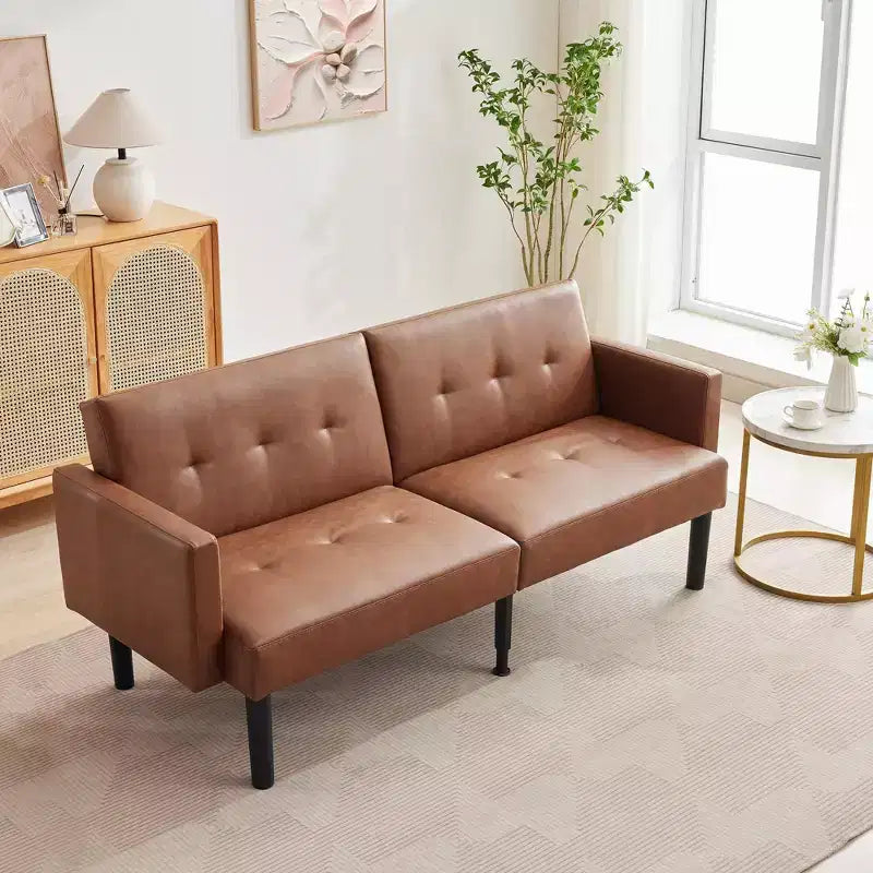Canapé-lit futon, causeuse compacte, canapé-lit convertible moderne du milieu du siècle