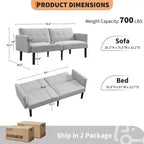 Canapé-lit futon, causeuse compacte, canapé-lit convertible moderne du milieu du siècle