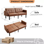 Canapé-lit futon, causeuse compacte, canapé-lit convertible moderne du milieu du siècle