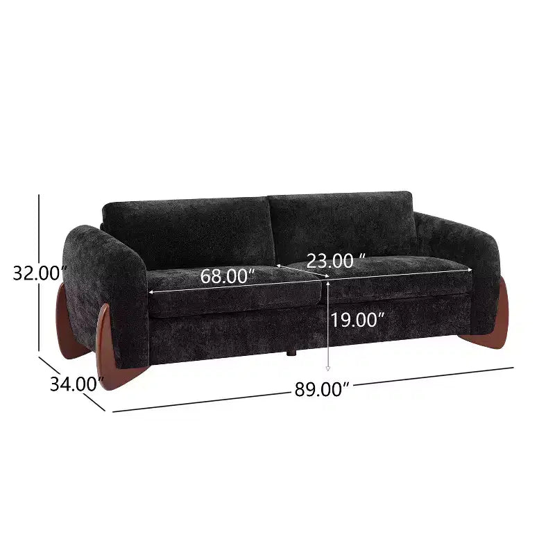 Christopher Knight Home Miles Modern Chenille 89 3-Seater Sofa with Rubberwood Legs