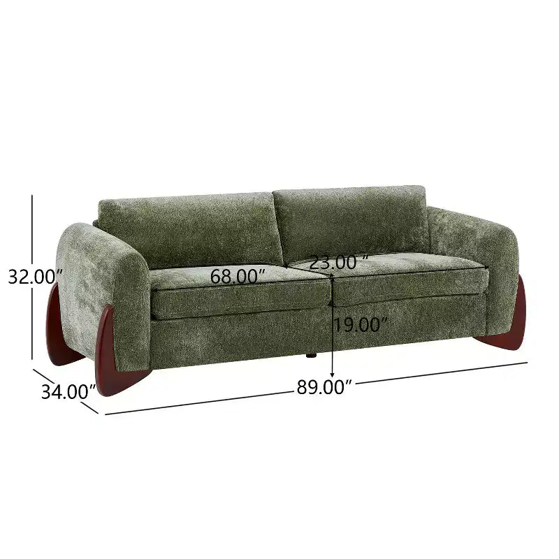 Christopher Knight Home Miles Modern Chenille 89 3-Seater Sofa with Rubberwood Legs