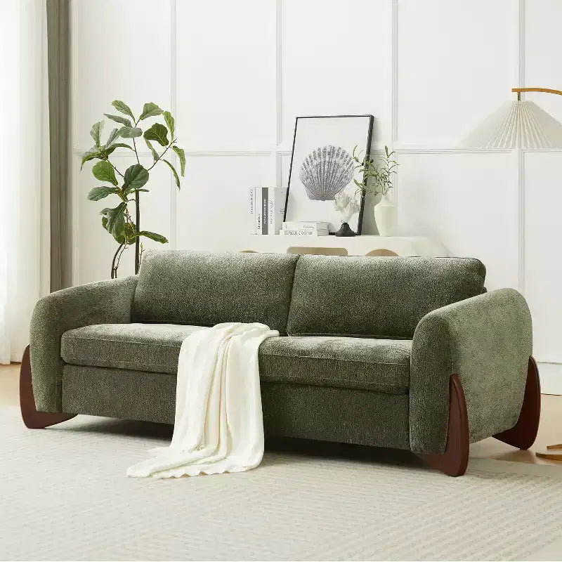 Christopher Knight Home Miles Modern Chenille 89 3-Seater Sofa with Rubberwood Legs