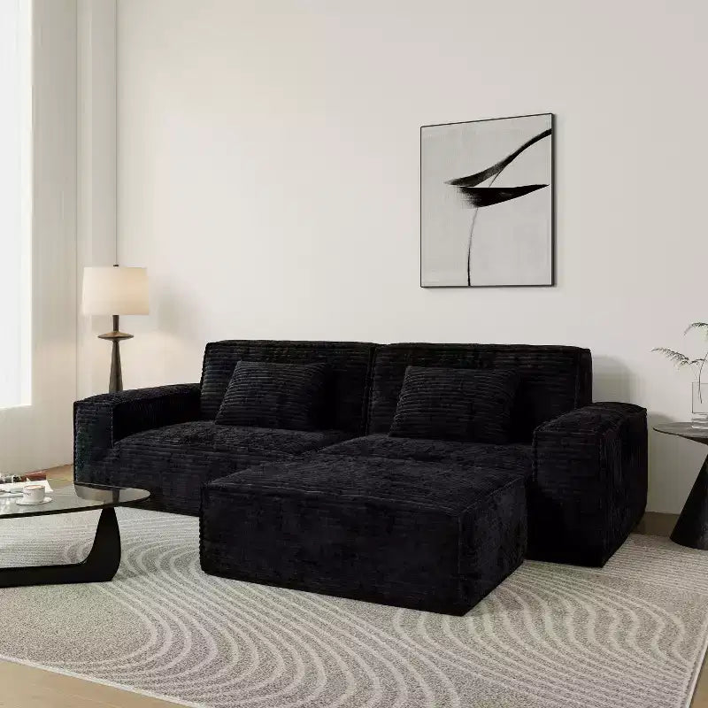 Canapé modulable grand format Whisen 106.3 - Tissu rayé, Style moderne, Confortable, Compression sous vide, Éponge pleine, Haute résilience, Droit